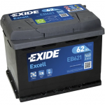 EB621 EXIDE EXCELL AKKU 12V, 62AH/540A, P242, L175, K190 (+/-)