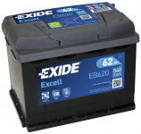 EB620 EXIDE EXCELL AKKU 12V, 62AH/540A, P242, L175, K190 (+/-)