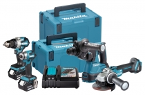 MAK-DLX4200JX1 MAKITA DLX4200JX1 KONESARJA 18V DDF489, DTD173, DHR242 JA DGA504. KAKSI 5,0AH AKKUA JA LATAUSLAITE. MAKPAC SALKKU