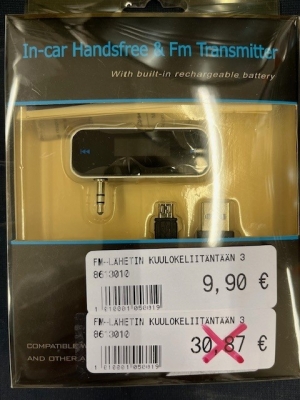 8613010 FM-LÄHETIN KUULOKELIITÄNTÄÄN 3.5MM